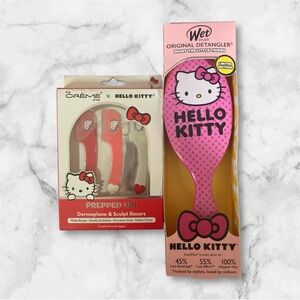 Hello Kitty Pink Detangler Wet Brush Bundle with Hello Kitty Dermaplane razors